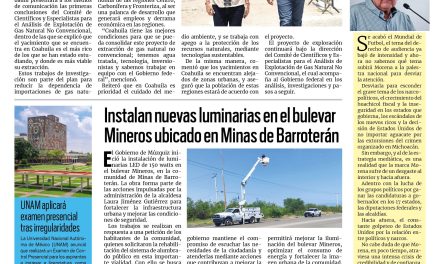 Portada RCG Carbonífera [ 7 de agosto de 2026] Estamos listos para potencializar el gas en Coahuila: Manolo Jiménez; instalan nuevas luminarias en el bulevar Mineros en Barroterán y más…
