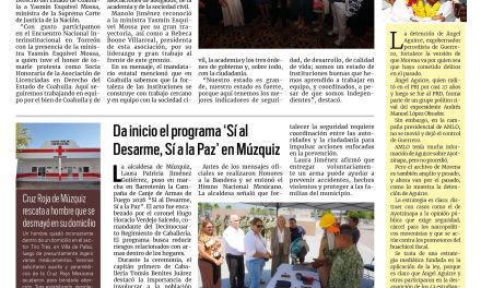 Portada RCG Carbonífera [ 8 de agosto de 2026] Coahuila es un estado de instituciones fuertes: Manolo Jiménez; da inicio el programa ‘Sí al Desarme, Sí a la Paz’ en Múzquiz y más…