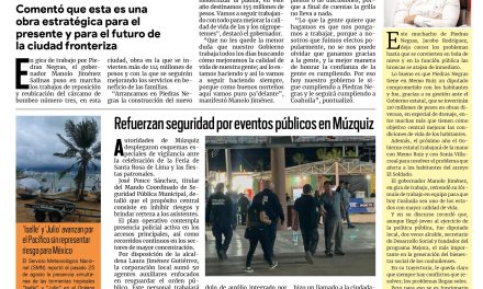 Portada RCG Carbonífera [26 de agosto de 2026] Llega Manolo Jiménez a Piedras Negras con inversión millonaria para obras de drenaje; refuerzan seguridad por eventos públicos en Múzquiz y más…