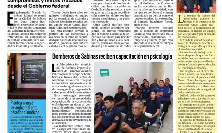 Portada RCG Carbonífera [27 de agosto de 2026] Refrendan Manolo y Harfuch compromiso por la seguridad de Coahuila; Bomberos de Sabinas reciben capacitación en psicología y más…