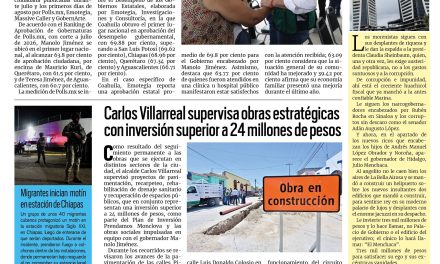 Portada RCG Centro [3 de agosto de 2026] Encabeza Manolo Jiménez el ranking de gobernadores con mejor desempeño; Carlos Villarreal supervisa obras estratégicas con inversión superior a 24 mdp y más…