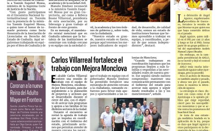 Portada RCG Centro [ 8 de agosto de 2026] Coahuila es un estado de instituciones fuertes: Manolo Jiménez; Carlos Villarreal fortalece el trabajo con Mejora Monclova y más…