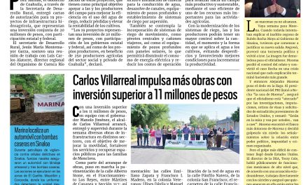 Portada RCG Centro [24 de agosto de 2026] Impulsa Coahuila y Conagua proyectos hidroagrícolas en la entidad; Carlos Villarreal impulsa más obras con inversión superior a 11 mdp y más…