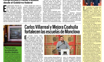 Portada RCG Centro [27 de agosto de 2026] Refrendan Manolo y Harfuch compromiso por la seguridad de Coahuila; Carlos Villarreal y Mejora Coahuila fortalecen las escuelas de Monclova y más…