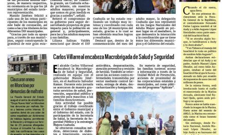 Portada RCG Centro [29 de agosto de 2026] Corona Manolo Jiménez a la reina de los Adultos Mayores de Coahuila; Carlos Villarreal encabeza Macrobrigada de Salud y Seguridad y más…