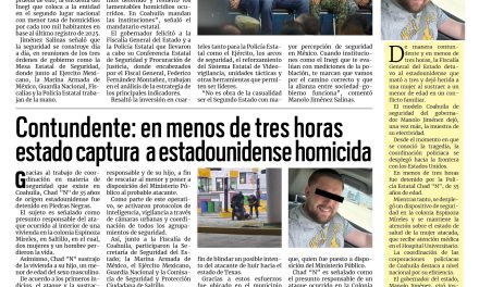Portada RCG Fronteriza [5 de agosto de 2026] Coahuila es líder en seguridad y procuración de justicia; contundente: en menos de tres horas estado captura a estadounidense homicida y más…