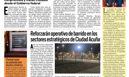 Portada RCG Fronteriza [27 de agosto de 2026] Refrendan Manolo y Harfuch compromiso por la seguridad de Coahuila; reforzarán operativo de barrido en sectores estratégicos y más…