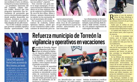 Portada RCG Lagunera [2 de agosto de 2026] Programa Vive Libre Sin Drogas fomenta la participación juvenil; Amplían vacunación contra el VPH a los niños en la región Laguna y más…