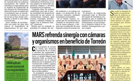 Portada RCG Lagunera [ 7 de agosto de 2026] Estamos listos para potencializar el gas en Coahuila: Manolo Jiménez; MARS refrenda sinergía con cámaras y organismos en beneficio del desarrollo de Torreón y más…