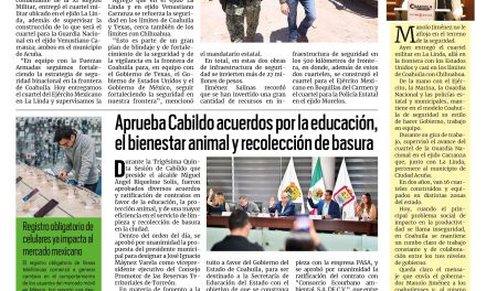 Portada RCG Laguna [11 de agosto de 2026] Coahuila refuerza estrategia binacional de seguridad: Manolo Jiménez; Aprueban en Cabildo acuerdos en favor de la educación, el bienestar animal y recolección de basura y más…
