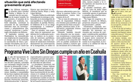 Portada RCG Lagunera [17 de agosto de 2026] EE. UU. busca narcopolíticos de Morena; 4T se niega a colaborar: Gabriel Elizondo; programa Vive Libre Sin Drogas cumple un año en Coahuila y más…