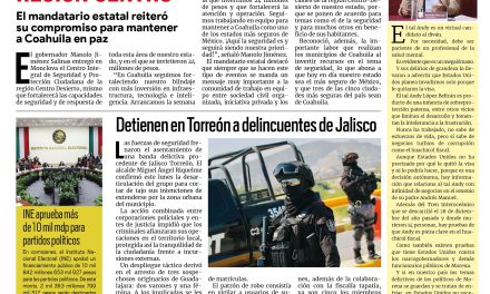 Portada RCG Lagunera [18 de agosto de 2026] Inauguran Centro Integral de Seguridad y Protección Ciudadana en la región Centro; detienen en Torreón a delincuentes de Jalisco y más…