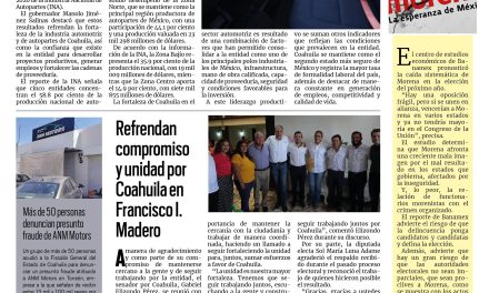 Portada RCG Lagunera [21 de agosto de 2026] Coahuila mantiene liderazgo nacional en producción de autopartes; refrendan compromiso y unidad por Coahuila en Francisco I. Madero y más…