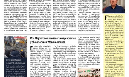 Portada RCG Lagunera [22 de agosto de 2026] Regresó el narcogobernador de Morena; con Mejora Coahuila vienen más programas y obras sociales: Manolo Jiménez y más…