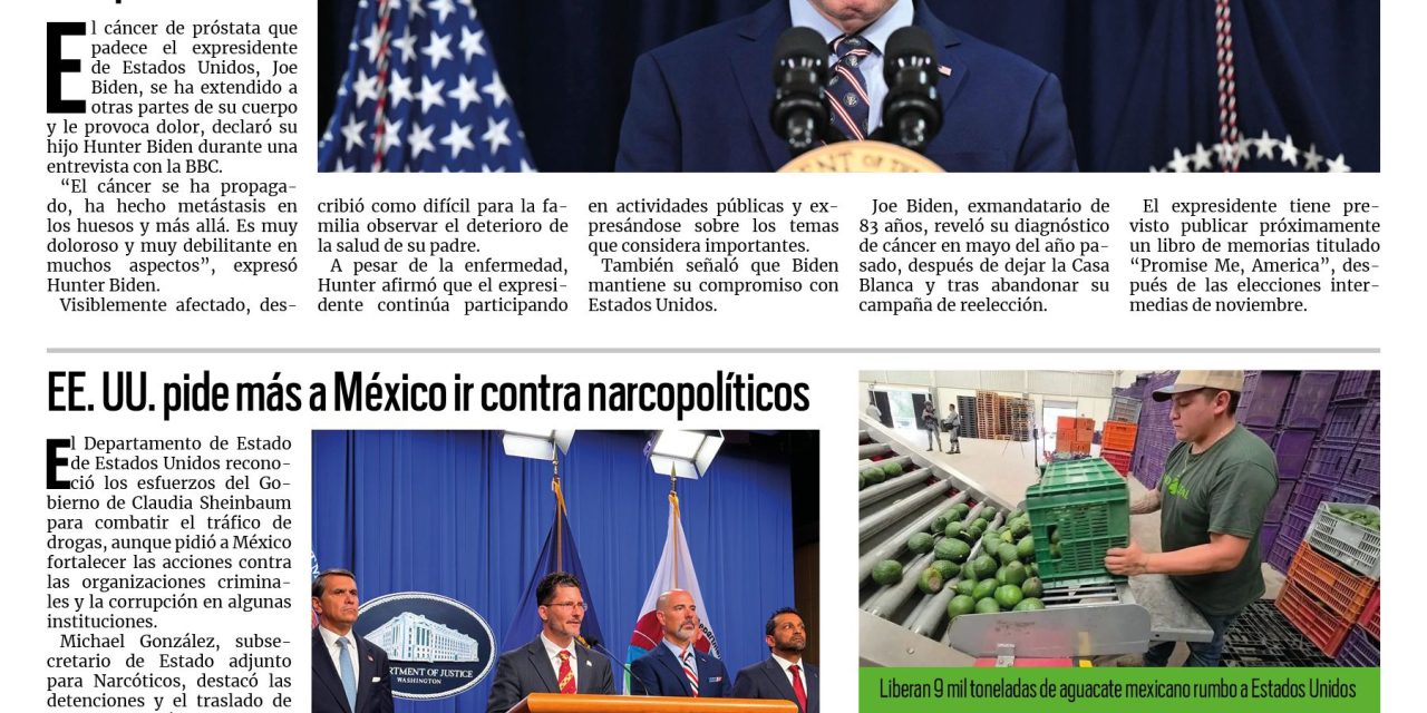 Portada RCG Nacional e Internacional [9 de agosto de 2026] Joe Biden sufre metástasis por cáncer de próstata; EE. UU. pide más a México ir contra narcopolíticos y más…