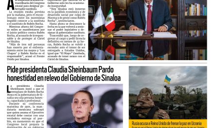 Portada RCG Nacional e Internacional [25 de agosto de 2026] Sigue el escándalo morenista; juicio político contra Rocha; pide presidenta honestidad en relevo del Gobierno de Sinaloa y más…