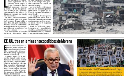 Portada RCG Nacional e Internacional [30 de agosto de 2026] Suman casi 700 muertos en Nepal por desborde de río; EE. UU. trae en la mira a narcopolíticos de Morena y más…