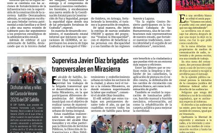 Portada RCG Media [1 de agosto de 2026] Continuamos trabajando con buenos resultados para Coahuila: Manolo Jiménez; supervisa Javier Díaz brigadas transversales en Mirasierra y más…