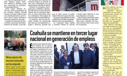 Portada RCG Media [14 de agosto de 2026] EE. UU. le cancela la visa a Andy por huachicol; Coahuila se mantiene en tercer lugar nacional en generación de empleos y más…