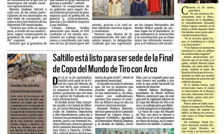 Portada RCG Media [29 de agosto de 2026] Corona Manolo Jiménez a la reina de los Adultos Mayores de Coahuila; Saltillo está listo para ser sede de la Final de Copa del Mundo de Tiro con Arco y más…
