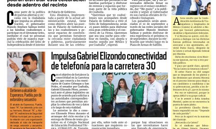 Portada RCG Carbonífera [8 de septiembre de 2026] Invita Manolo a ciudadanos a vivir en Palacio de Gobierno el Grito de Independencia; impulsa Gabriel Elizondo conectividad de telefonía para la carretera 30 y más…