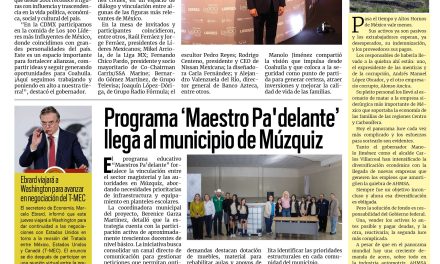 Portada RCG Carbonífera [10 de septiembre de 2026] Manolo Jiménez entre los líderes más influyentes de México; programa ‘Maestro Pa´delante’ llega al municipio de Múzquiz y más…