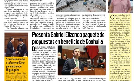 Portada RCG Centro [3 de septiembre de 2026] ‘Expo Coahuila fortalecerá el desarrollo económico y turístico’; presenta Gabriel Elizondo paquete de propuestas en beneficio de Coahuila y más…
