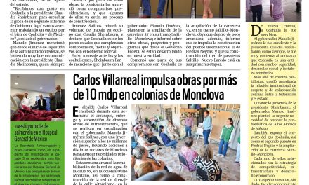 Portada RCG Centro [7 de septiembre de 2026] La presidenta siempre será bienvenida a Coahuila: Manolo Jiménez Salinas; Carlos Villarreal impulsa obras por más de 10 mdp en colonias de Monclova y más…