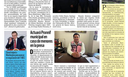 Portada RCG Fronteriza [10 de septiembre de 2026] Manolo Jiménez entre los líderes más influyentes de México; actuará Pronnif municipal en caso de menores en la presa y más…