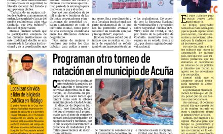 Portada RCG Fronteriza [17 de septiembre de 2026] Miles de efectivos cuidamos a los coahuilenses: Manolo Jiménez; programan otro torneo de natación en Acuña y más…