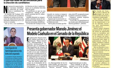 Portada RCG Fronteriza [29 de septiembre de 2026] PT acusa a Morena de montar una farsa; presenta gobernador Modelo Coahuila en el Senado de la República y más…