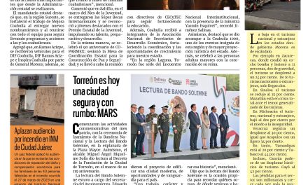 Portada RCG Lagunera [2 de septiembre de 2026] Agosto fue un mes de mucho trabajo y resultados: Manolo Jiménez; Torreón es hoy una ciudad segura y con rumbo: MARS y más…