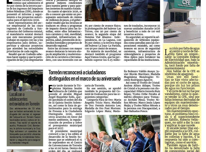Portada RCG Lagunera [12 de septiembre de 2026] Conoce la información que te presenta RCG Media en su portada y más…