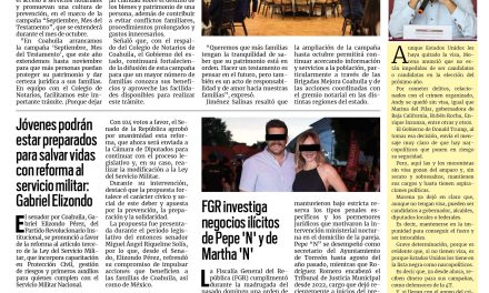 Portada RCG Lagunera [15 de septiembre de 2026] Fortalecen Manolo Jiménez y notarios el Mes del Testamento; jóvenes podrán estar preparados para salvar vidas con reforma al servicio militar: Gabriel Elizondo y más…