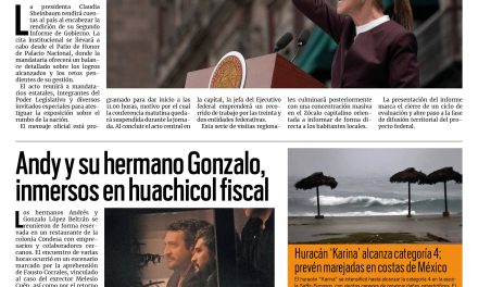 Portada RCG Nacional e Internacional [1 de septiembre de 2026] Presidenta Claudia Sheinbaum Pardo presentará su Segundo Informe de Gobierno; Andy y su hermano Gonzalo, inmersos en huachicol fiscal y más…