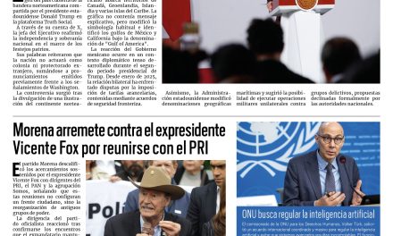 Portada RCG Nacional e Internacional [8 de septiembre de 2026] Sheinbaum responde sobre mapa que cubre a México y a Canadá con bandera de EE. UU.; Morena arremete contra el expresidente Vicente Fox por reunirse con el PRI y más…