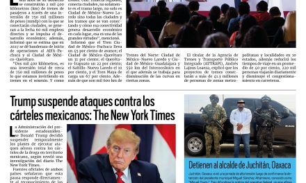 Portada RCG Nacional e Internacional [24 de septiembre de 2026] Gobierno federal construirá más de dos mil kilómetros de trenes de pasajeros; Trump suspende ataques contra cárteles mexicanos: The New York Times y más…