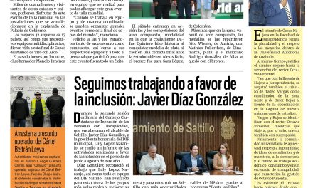 Portada RCG Media [14 de septiembre de 2026] Todo un éxito la Copa del Mundo de Tiro con Arco en Coahuila; seguimos trabajando a favor de la inclusión: Javier Díaz y más…