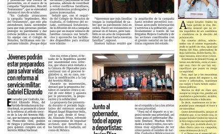 Portada RCG Media [15 de septiembre de 2026] Fortalecen Manolo Jiménez y notarios el Mes del Testamento; jóvenes podrán estar preparados para salvar vidas con reforma al servicio militar: Gabriel Elizondo y más…