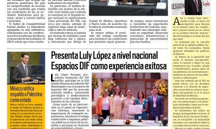 Portada RCG Media [28 de septiembre de 2026] Coahuila se mantiene en el top 5 de competitividad a nivel nacional; presenta Luly López a nivel nacional Espacios DIF como experiencia exitosa y más…