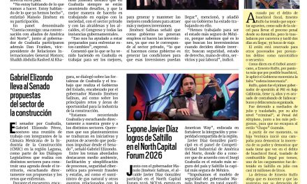 Portada RCG Media [29 de septiembre de 2026] En Coahuila asumimos los desafíos trabajando en equipo: Manolo Jiménez; Gabriel Elizondo lleva al Senado propuestas del sector de la construcción y más…