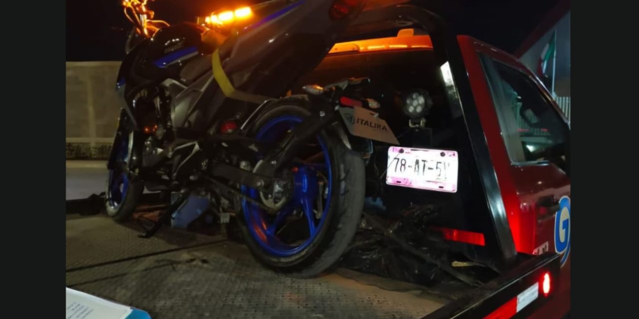 Asegura Tránsito 5 motos en operativo nocturno