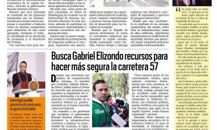 Portada RCG Carbonífera [9 de octubre de 2026] Amarra Coahuila empresa de semiconductores por dos mmdp; busca Gabriel Elizondo recursos para hacer más segura la carretera 57 y más…