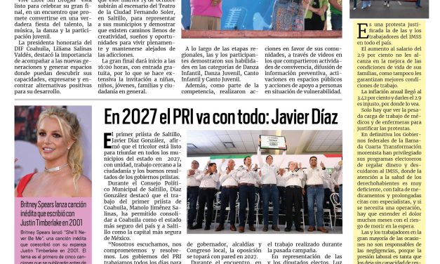 Portada RCG Carbonífera [11 de octubre de 2026] Lista gran final del concurso ‘Vive Libre Sin Drogas’; Celebran con cabalgata los 88 años del ejido Nueva Rosita y más…