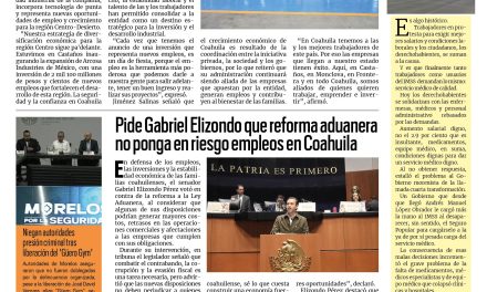 Portada RCG Carbonífera [14 de octubre de 2026] Inversión millonaria genera cientos de empleos en la región Centro; pide Gabriel Elizondo que reforma aduanera no ponga en riesgo empleos en Coahuila y más…