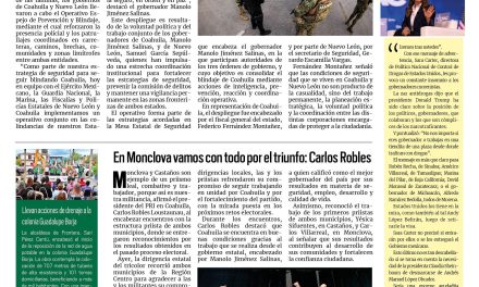 Portada RCG Centro [10 de octubre de 2026] Coahuila blinda con  Nuevo León límites estatales; en Monclova vamos con todo por el triunfo: Carlos Robles y más…