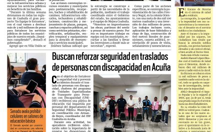 Portada RCG Fronteriza [13 de octubre de 2026] Proyecto ‘En Equipo le Entramos’ ya llegó a todo Coahuila: Manolo Jiménez; buscan reforzar seguridad de traslados de personas con discapacidad en Acuña y más…