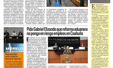 Portada RCG Fronteriza [14 de octubre de 2026] Inversión millonaria genera cientos de empleos en la región Centro; pide Gabriel Elizondo que reforma aduanera no ponga en riesgo empleos en Coahuila y más…