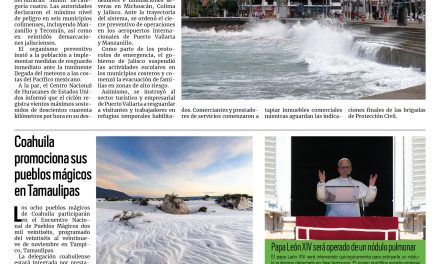 Portada RCG Nacional e Internacional [12 de octubre de 2026] Huracán ‘Simón’ podría impactar en los estados de Colima y Jalisco; Coahuila promociona sus pueblos mágicos en Tamaulipas y más…