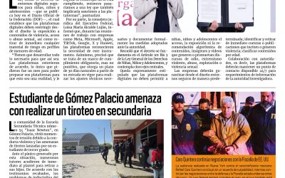 Portada RCG Nacional e Internacional [15 de octubre de 2026] Presidenta Sheinbaum firma decreto de entornos digitales seguros; estudiante de Gómez Palacio amenaza con realizar un tiroteo en secundaria y más…